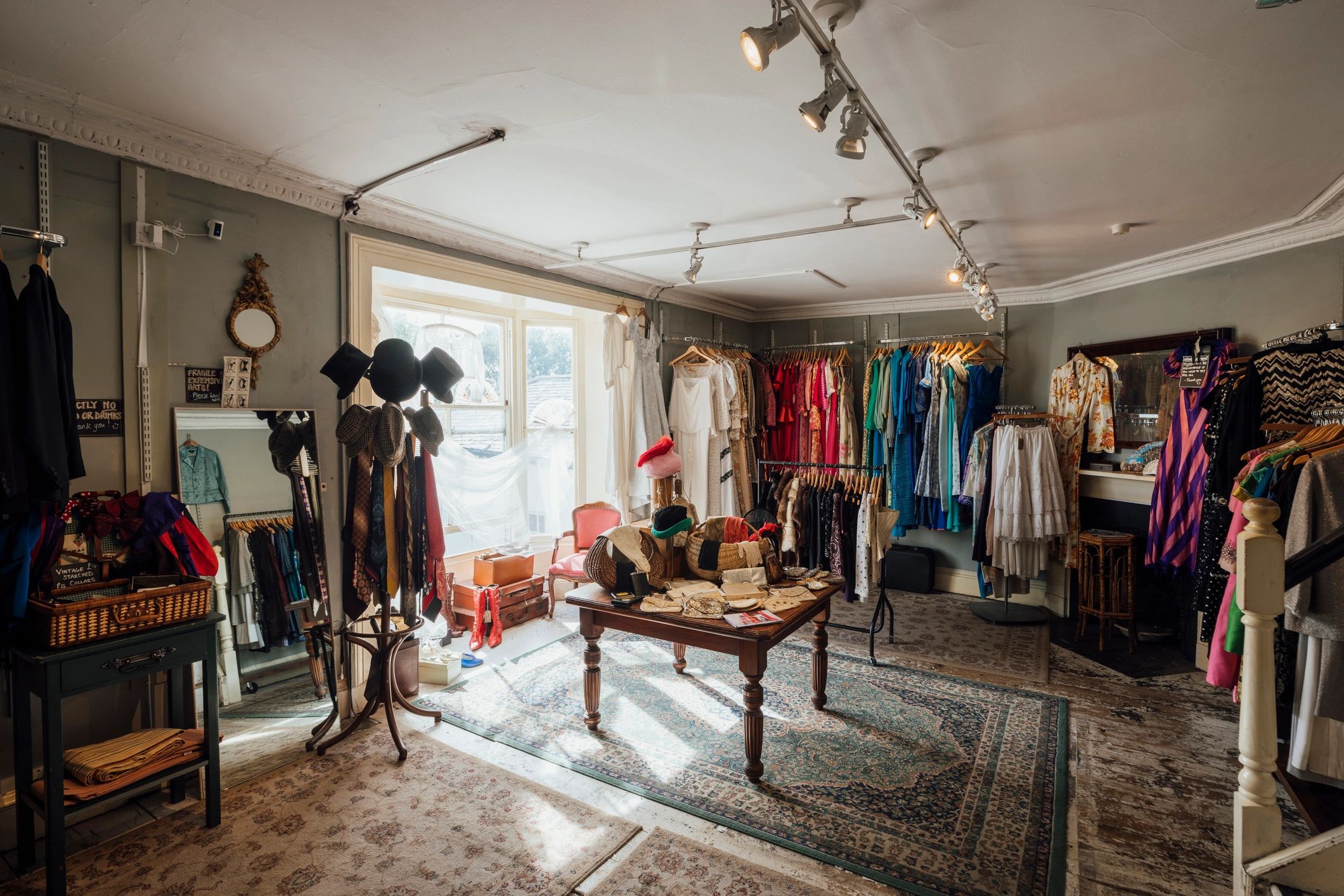 Clothing boutique interior with curated merchandise